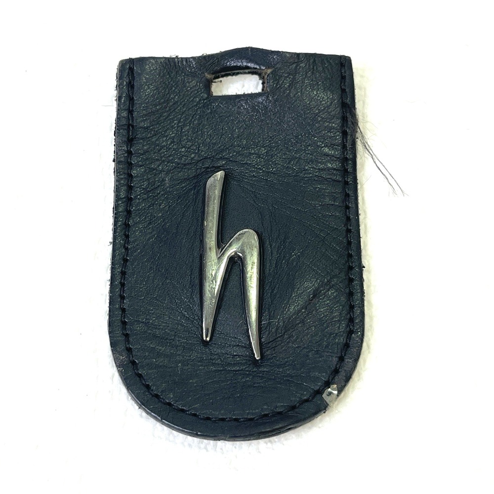 Hartmann Luggage Tag‎ Leather Black 3-1/2" long no strap no buckle